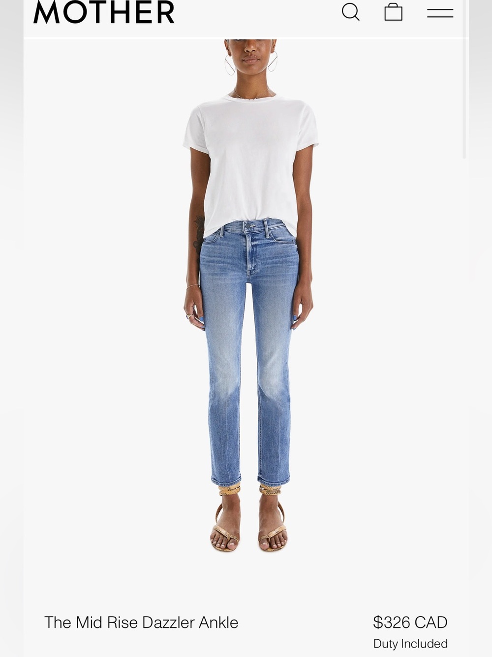 Mother Denim Midrise Dazzler Ankle